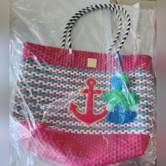 Simply Southern Large Basket Calabash Tote Anchor NWT BENIFITS CHARITY - Picture 3 of 7